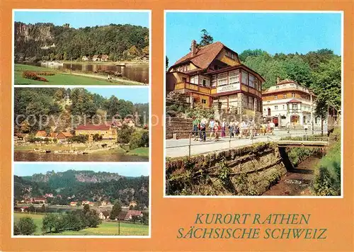 Rathen Saechsische Schweiz Dampferanlegestelle Teilansichten HOG Sonniges Eck Kat. Rathen Sachsen