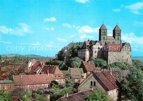Quedlinburg Schlossmuseum und Stiftskirche vom Muenzenberg Kat. Quedlinburg