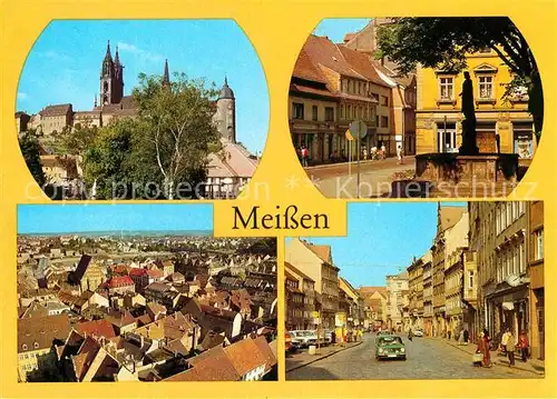 Meissen Elbe Sachsen Dom und Albrechtsburg Rathausplatz Teilansicht Strasse der Befreiung Kat. Meissen