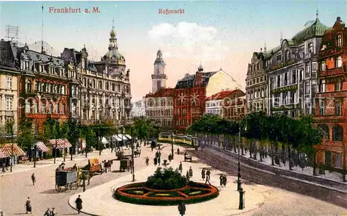 Frankfurt Main Rossmarkt Strassenbahn Pferdefuhrwerk Kat. Frankfurt am Main