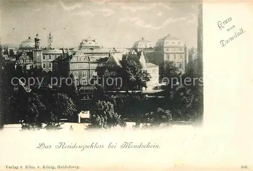 Darmstadt Residenzschloss bei Mondschein Kat. Darmstadt