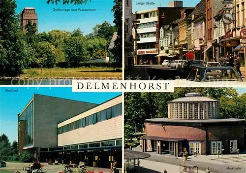 Delmenhorst Graftanlage mit Wasserturm Lange Str Stadtbad Markthalle Kat. Delmenhorst