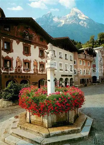 Berchtesgaden Marktbrunnen mit Watzmann Kat. Berchtesgaden