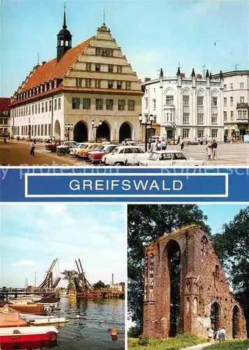 Greifswald Rathaus Wiecker Klappbruecke Eldena Klosterruine