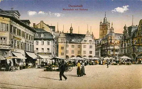 Darmstadt Marktplatz mit Rathaus Kat. Darmstadt