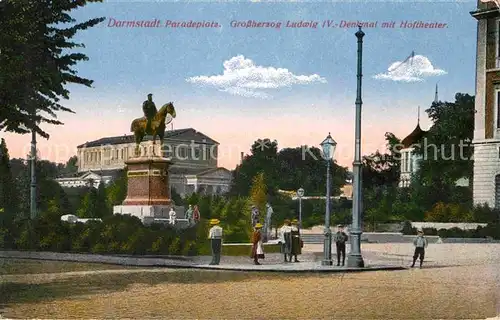 Darmstadt Paradiesplatz Ludwig IV Denkmal mit Hoftheater Kat. Darmstadt