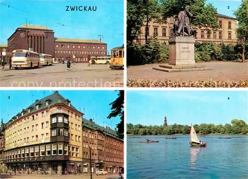 Zwickau Sachsen Hauptbahnhof Robert Schumann Denkmal Schwanenteich Kat. Zwickau