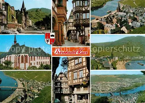 Bernkastel Kues Burgruine Landshut Fliegeraufnahme Kirche Fachwerkhaeuser Moselpartie Kat. Bernkastel Kues