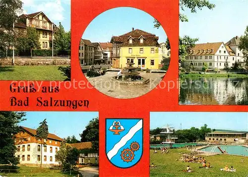Bad Salzungen Fremdenheim Joos Marktbrunnen Hufeland Sanatorium Gaststaette Grundhof Schwimmbad An den Drei Eichen Kat. Bad Salzungen