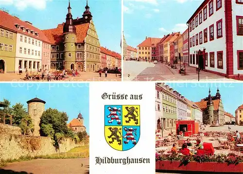 Hildburghausen Rathaus Marx Engels Platz Stadtmauer Boulevard Cafe Kat. Hildburghausen