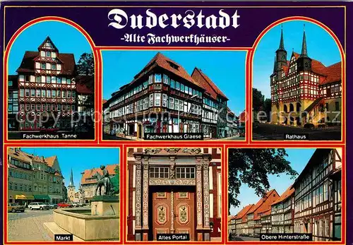 Duderstadt Fachwerkhaeuser Tanne und Glaese Rathaus Markt Altes Portal Obere Hinterstrasse Kat. Duderstadt