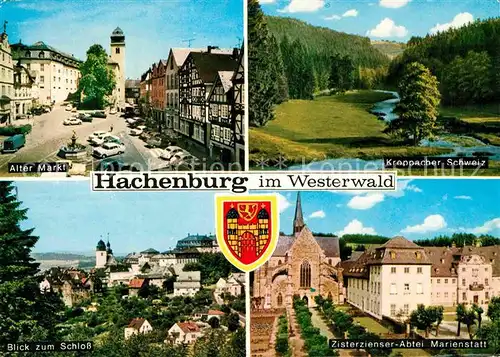 Hachenburg Westerwald Alter Markt Kroppacher Schweiz Zisterzienser Abtei Marienstatt Schloss Kat. Hachenburg