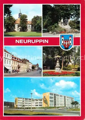 Neuruppin Kirchplatz mit Pfarrkirche Fontanedenkmal Tempelgarten  Kat. Neuruppin