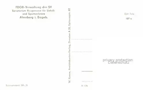 Altenberg Erzgebirge Sanatorium Raupennest Kat. Geising