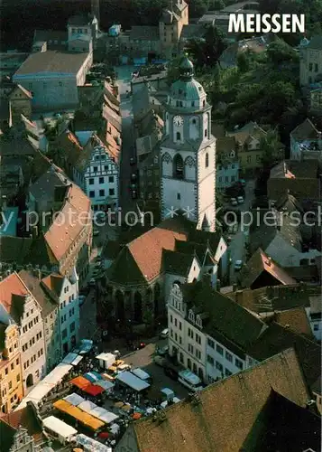 Meissen Elbe Sachsen Fliegeraufnahme mit Kirche Altstadt Kat. Meissen