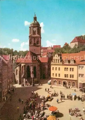 Meissen Elbe Sachsen Marktplatz und Frauenkirche Kat. Meissen