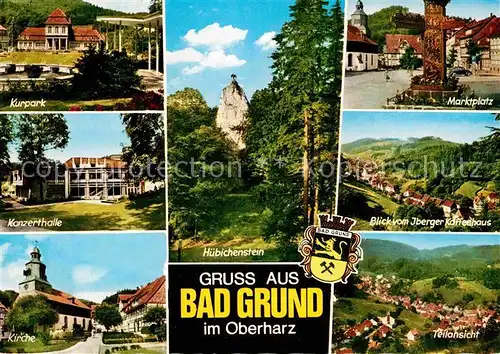 Bad Grund Kurpark Huebichenstein Kirche Marktplatz Kat. Bad Grund (Harz)