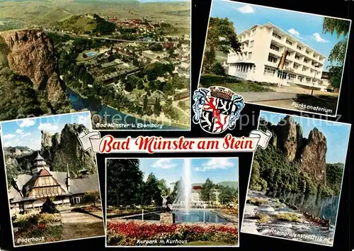 Bad Muenster Stein Ebernburg Fliegeraufnahme Rheingrafenstein Kurpark Baederhaus Kat. Bad Muenster am Stein Ebernburg