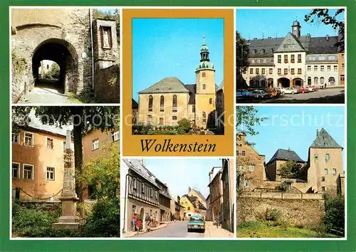 Wolkenstein Erzgebirge Muehltor Stadtmauer Postmeilensaeule Schloss Wolkenstein Kat. Wolkenstein