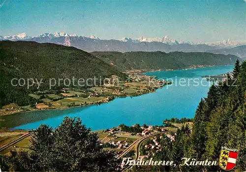 Ossiachersee Fliegeraufnahme mit Karawanken  Kat. Ossiach