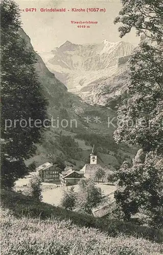 Grindelwald Kirchenpartie mit Viescherhoerner Kat. Grindelwald