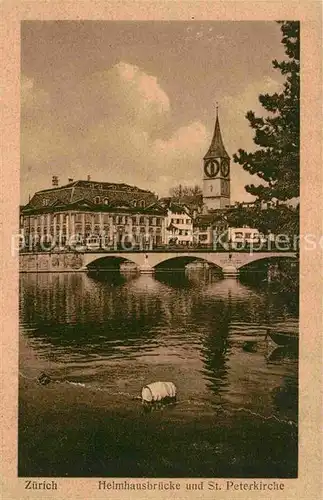 Zuerich ZH Helmhausbruecke und St. Peterkirche