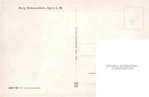 Burg Hohenzollern Kuenstlerkarte Kat. Bisingen