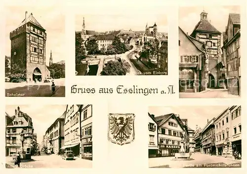 Esslingen Neckar Schelztor Wolfstor Blick vom Eisberg Postmichelbrunnen Kat. Esslingen am Neckar