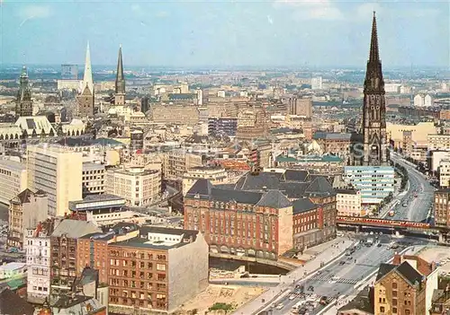 Hamburg Fliegeraufnahme Innenstadt Kirchen Kat. Hamburg