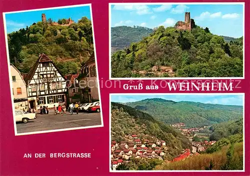 Weinheim Bergstrasse mit Burgruine Windeck  Kat. Weinheim