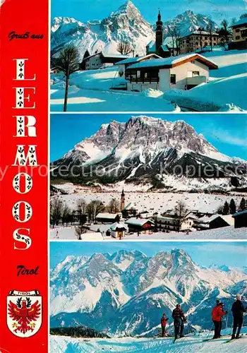 Lermoos Tirol Skigebiet und Kirchenpartie Kat. Lermoos