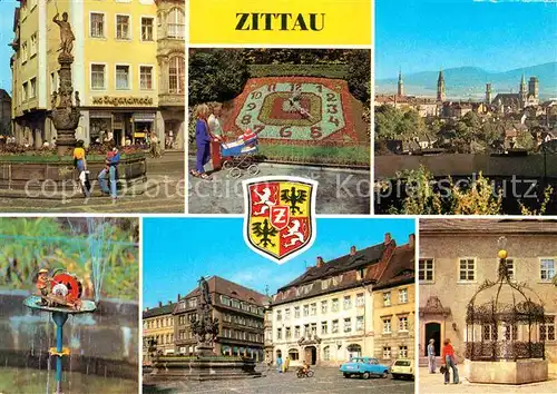 Zittau Rolandbrunnen Blumenuhr Schleifermaennchen Stadtmuseum Kat. Zittau