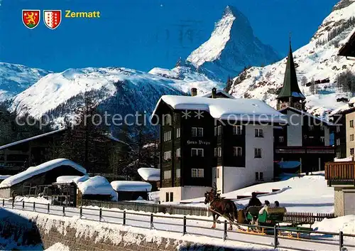 Zermatt VS mit Matterhorn Pferdeschlitten Kat. Zermatt
