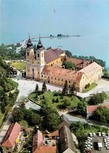 Tihany Fliegeraufnahme mit Abteikirche Kat. Ungarn