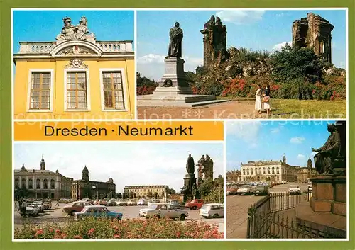 Dresden Neumarkt Coselpalais Ruine Frauenkirche Lutherdenkmal Verkehrsmuseum Kat. Dresden Elbe