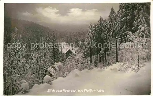 Waldbaerenburg Fremdenheim Cafe Hocheck Blick ins Weisseritztal Winterlandschaft Kat. Altenberg