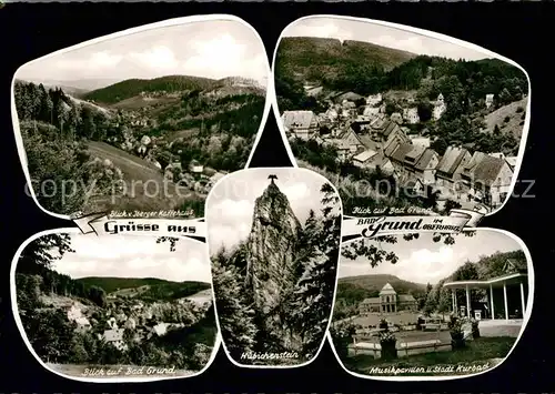 Bad Grund Blick vom Iberger Kaffeehaus Huebichenstein Felsen Musikpavillon Kurbad Kat. Bad Grund (Harz)