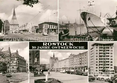 Rostock Mecklenburg Vorpommern 10 Jahre Ostseewoche Steintor Karl Marx Platz ueberseehafen Hochhaus Lange Strasse Staendehaus Kat. Rostock