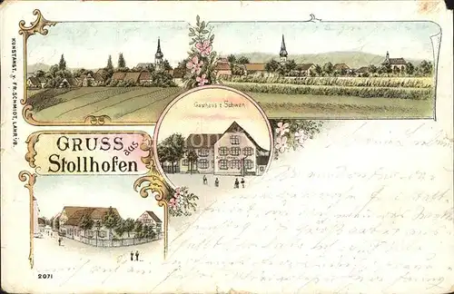 Stollhofen Gasthaus zum Schwan Panorama  Kat. Rheinmuenster