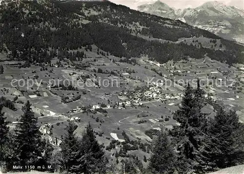 Malix Panorama Blick ins Tal Alpen Kat. Malix