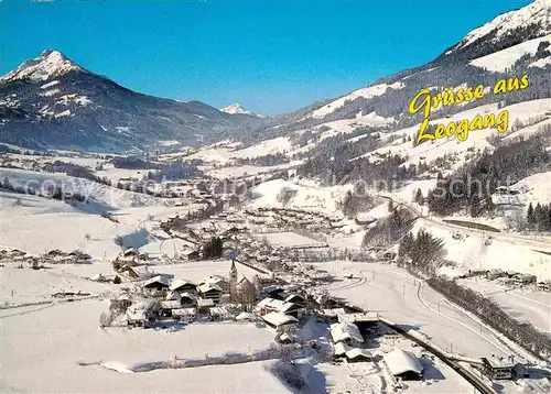 Leogang Wintersportort Alpenpanorama Fliegeraufnahme Kat. Leogang