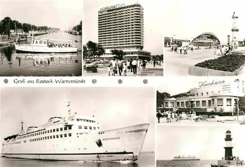 Warnemuende Ostseebad Am Alten Strom Hotel Neptun Gaststaette Teepott Leuchtturm Kurhaus Faehre Mole Kat. Rostock