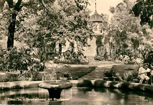 Zittau Fleischerbastei mit Blumenuhr Kat. Zittau