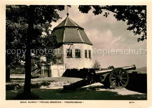 Koenigstein Saechsische Schweiz Festung Friedrichsburg Kanone Kat. Koenigstein Saechsische Schweiz