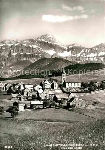 Schwellbrunn Kurort mit Blick zum Saentis Appenzeller Alpen Kat. Schwellbrunn