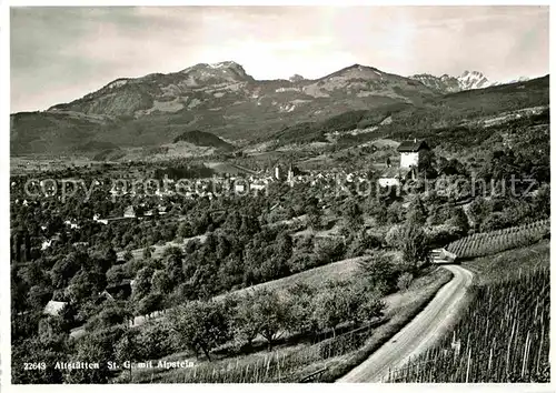 Altstaetten SG Panorama mit Alpstein Kat. Altstaetten