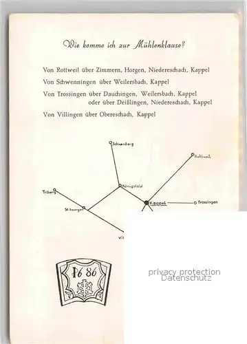 Kappel Niedereschach Kuenstlerkarte Muehlenklausenlied Kat. Niedereschach