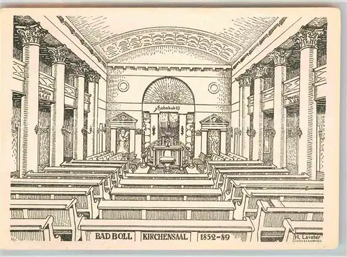 Bad Boll Kirchensaal Zeichnung Kuenstlerkarte Kat. Boll