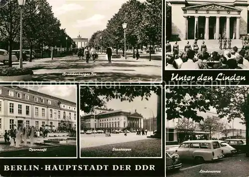 Berlin Brandenburger Tor Mahnmal Lindencorso Staatsoper Operncafe Hauptstadt der DDR Kat. Berlin