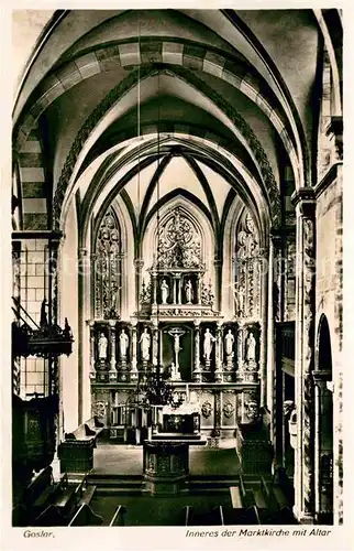 Goslar Inneres der Marktkirche mit Altar Kat. Goslar
